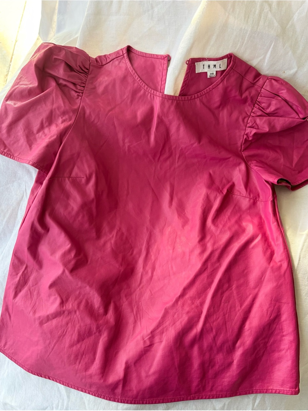 THML Hot Pink Puff Sleeve Blouse